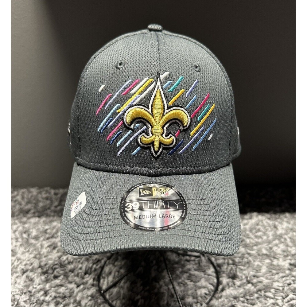 New Orleans Saints Hat Cap Medium Large Grey Crucial Catch New‎ Era 39Thirty